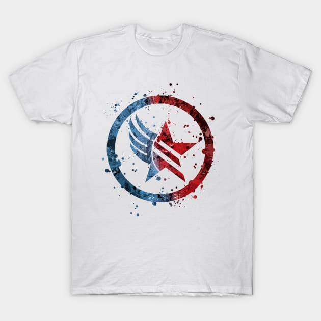 Mass Effect - Paragon/Renegade Combo - Splatter T-Shirt by JonathonSummers